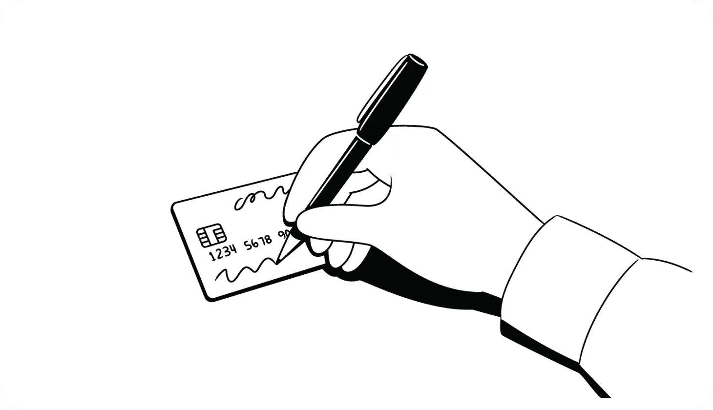 Family member opened a credit card in my name - lead illustration An illustration of a thief signing a credit card to symbolize using it illegally